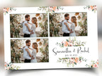 Wedding Photo booth template 4x6 triple photo postcard layout floral split flowers light pink rose and greenery photobooth B37 1242