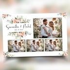 Wedding Photo booth template 4x6 4 photo postcard layout floral split flowers light pink rose and greenery photobooth template B37 1242
