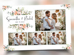 Wedding Photo booth template 4x6 4 photo postcard layout floral split flowers light pink rose and greenery photobooth template B37 1242