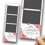 Birthday Sweet Sixteen Photobooth Template in Red Silver Sweet 16, Quinceanera, Wedding Photo Booth Template 2x6 XV