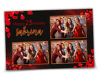 Birthday Anniversary Sweet 16 Bday Photo Booth Template Red glitter Floral Photobooth Template Mirror Salsa Touchpix Darkroom Ipad