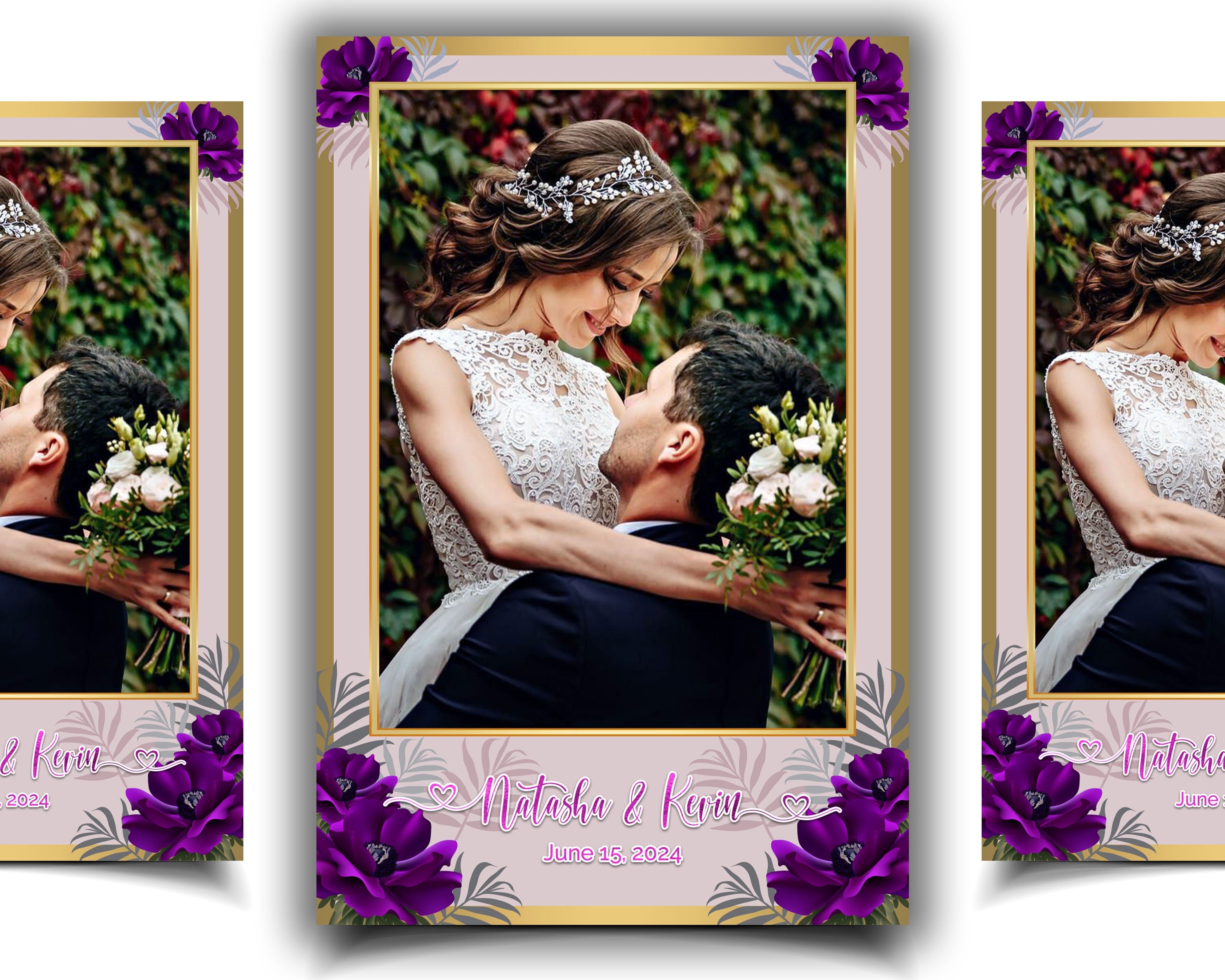 Wedding Photobooth Template Purple Floral Photobooth Template Wedding Photo booth Template Sweet Sixteen Sweet 16 Bridal Shower purple plum