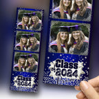 Blue & Silver Graduation Photobooth Template , Class of 2024 Prom Party Editable Grad Photo Booth Template, Prom 2024 photo booth PSD 2x6