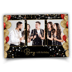 Birthday Photobooth Template Red Black Gold Balloon 4x6 Portrait Mirror Booth Single photo Sweet 16 Photo Booth Template 1051