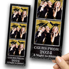 Graduation Prom Class of 2024 Photobooth template black silver strip 2x6 photo booth template
