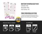 Quinceanera Sweet 16 Birthday Purple Floral Photo Booth Template Flower Greenery Gold Wedding Anniversary Bridal Shower Editable 266
