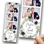 Wedding Photobooth template Anniversary Bridal Shower 2x6 with Floral blush flowers and greenery postcard photo booth template 1057