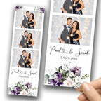 Purple Wedding Anniversary Bridal Shower Photobooth template 2x6 strip with Floral blush flowers rose greenery photo booth template 1058