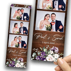 Purple Wedding Anniversary Bridal Shower Wooden Photobooth template 2x6 strip Floral flowers rose greenery photo booth template 1058