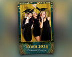 Enchanted Forest Prom 2024 Photobooth Template 4x6 portrait 1 single photo Class of 2024 Graduation Photo booth Template Green Editable PSD