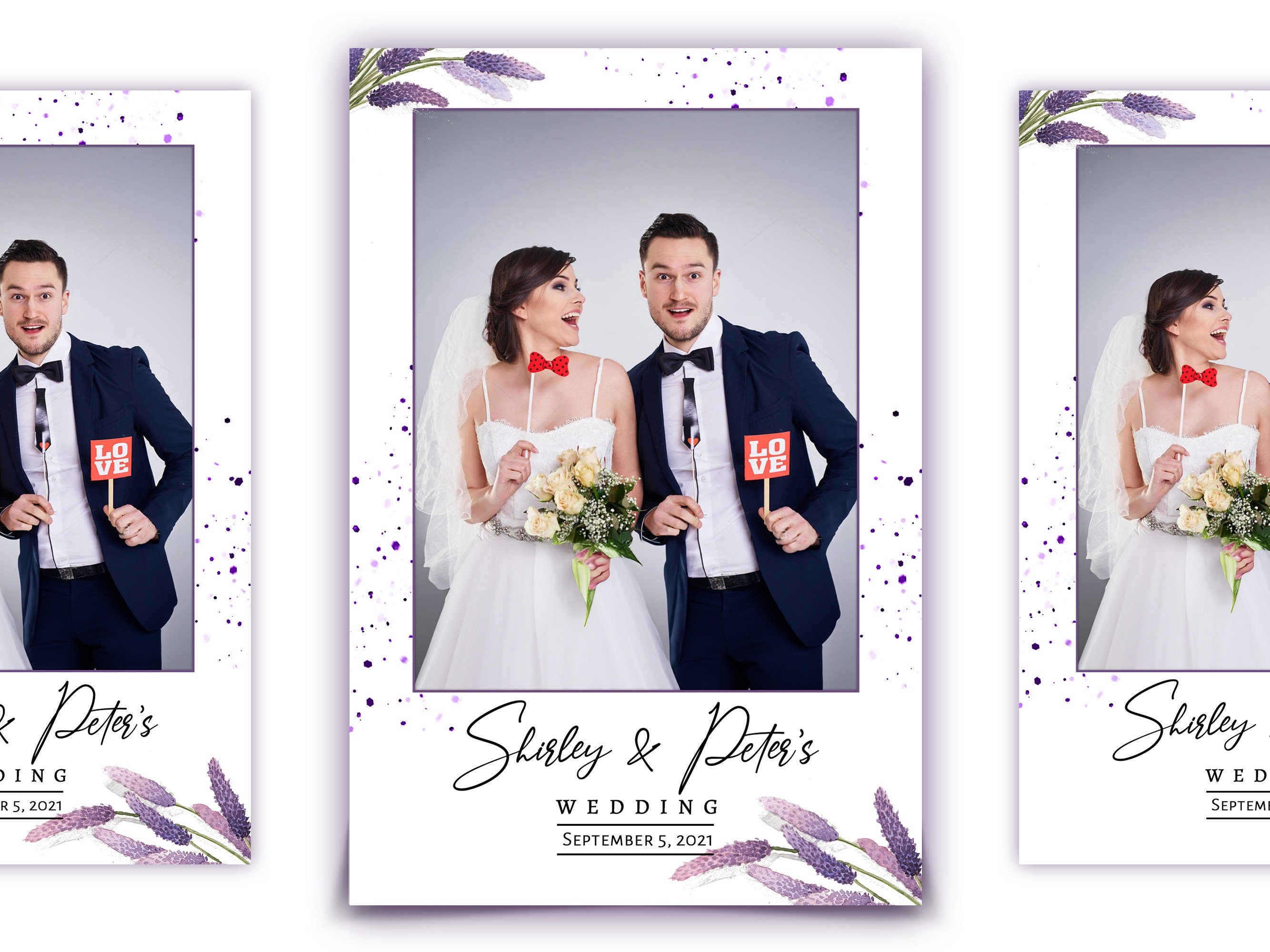 Wedding Photo Booth Template 4x6 Portrait lavender floral theme bridal shower purple photobooth template