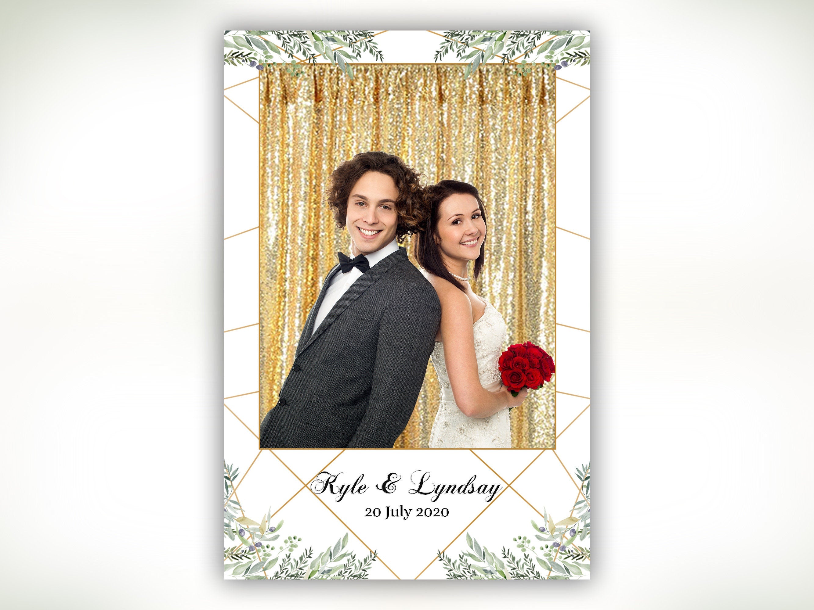 Wedding Bridal Shower Sweet 16 Floral Anniversary Photo Booth Template 4x6 Photobooth Template with File and Font