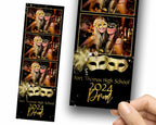 Prom Photobooth Template Gold Masquerade 2x6 stripe Class of 2024 Graduation Photo booth Template Text Editable 1068
