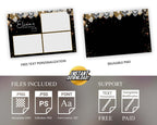 Birthday Photobooth Template Black with Gold and Silver balloons 4x6 Sweet 16 Photo Booth Template BM2