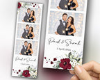 Wedding photobooth template, Anniversary photo booth, Bridal shower, 2x6 strip, Burgundy floral, Burgundy flowers, Rose, Greenery 1059