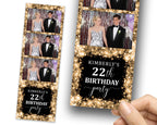 Birthday Sweet Sixteen Photobooth Template in Blue rose golden Sweet 16, Quinceanera, Wedding Photo Booth Template 4x6
