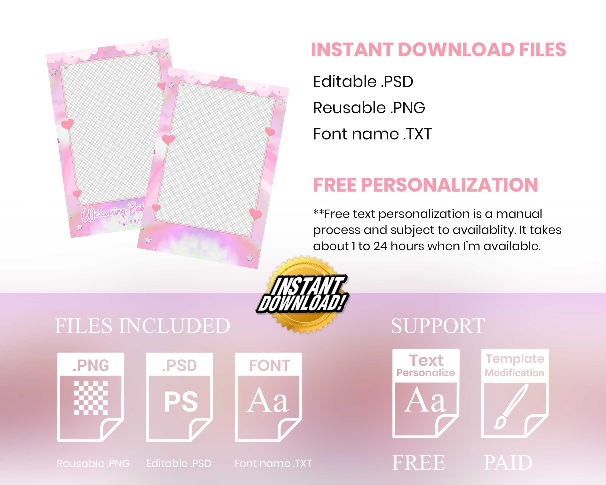 Photo Booth Template Baby Shower Birthday Welcomimg Bearly Wait Photobooth Template