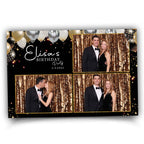 Birthday Photobooth Template Black with Gold and Silver balloons 4x6 Sweet 16 Photo Booth Template BM2