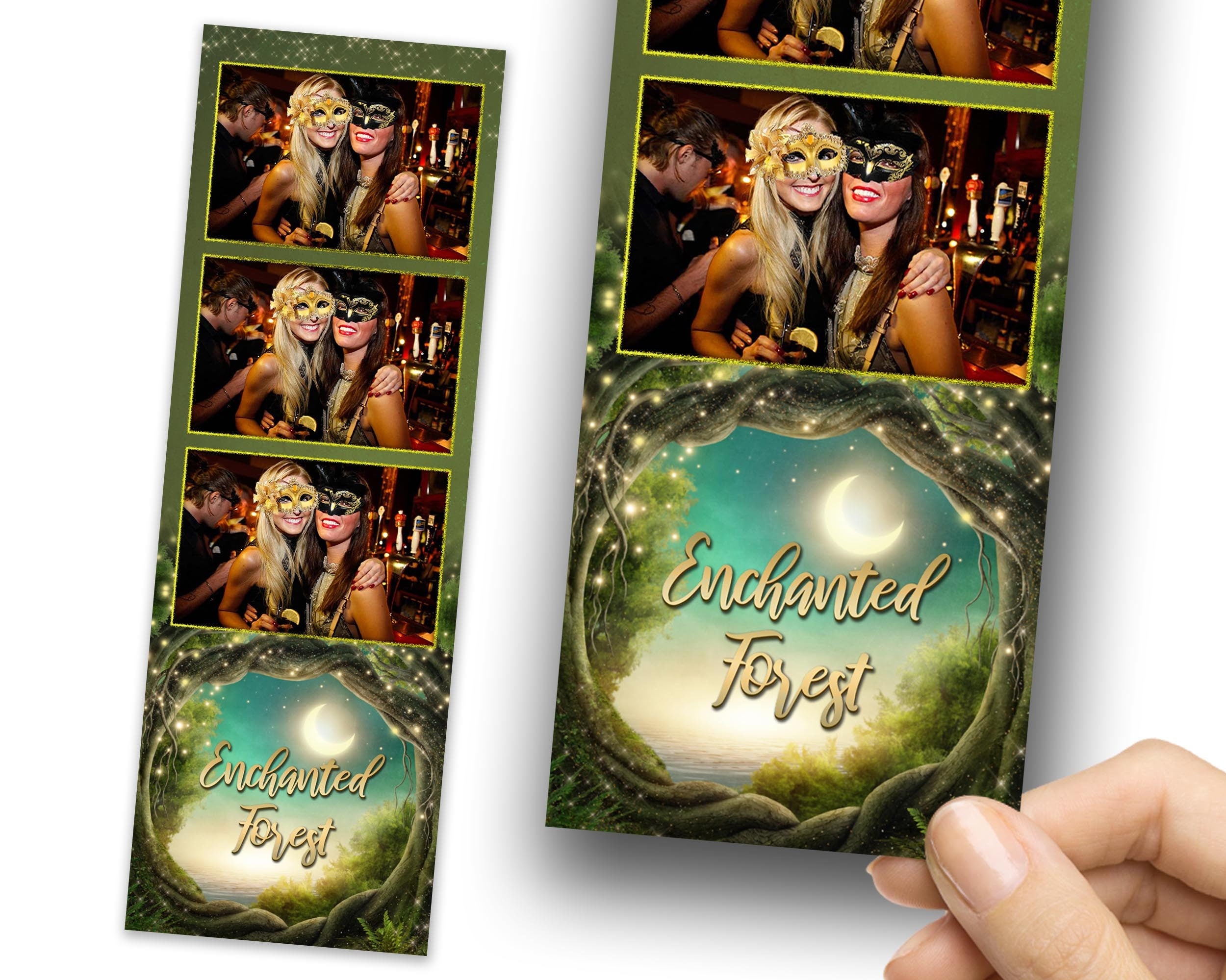 Enchanted Forest Prom Photobooth Template 2x6 stripe Class of 2024 Graduation Photo booth Template Green Forest Prom