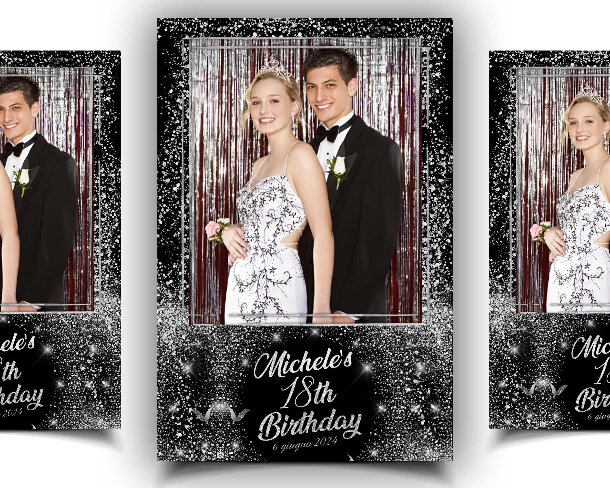 Photo Booth Template Birthday Party Silver Sparkle Glitter Photobooth Template 4x6 layout 5