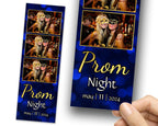 Prom Night Photobooth Template, Class of 2024, Graduation Photo booth Template, Blue Gold 2x6 Stripe,  1078