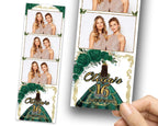 Sweet 16 Photobooth Template, Quinceanera Photo Booth, Birthday Photobooth, Quinceañera, 2x6 Strip, Red Flower, Butterfly, Green 1106
