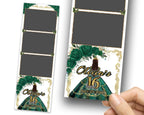 Sweet 16 Photobooth Template, Quinceanera Photo Booth, Birthday Photobooth, Quinceañera, 2x6 Strip, Red Flower, Butterfly, Green 1106