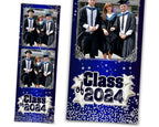 Graduation Class of 2024 Photo Booth Template Graduation Photobooth Prom Grad Blue & Silver 2x6 photobooth template