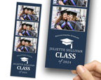 Class of 2024 Graduation Photobooth Template Blue 2x6 stripe Class of Grad Photo booth Template Prom Text Editable 1073