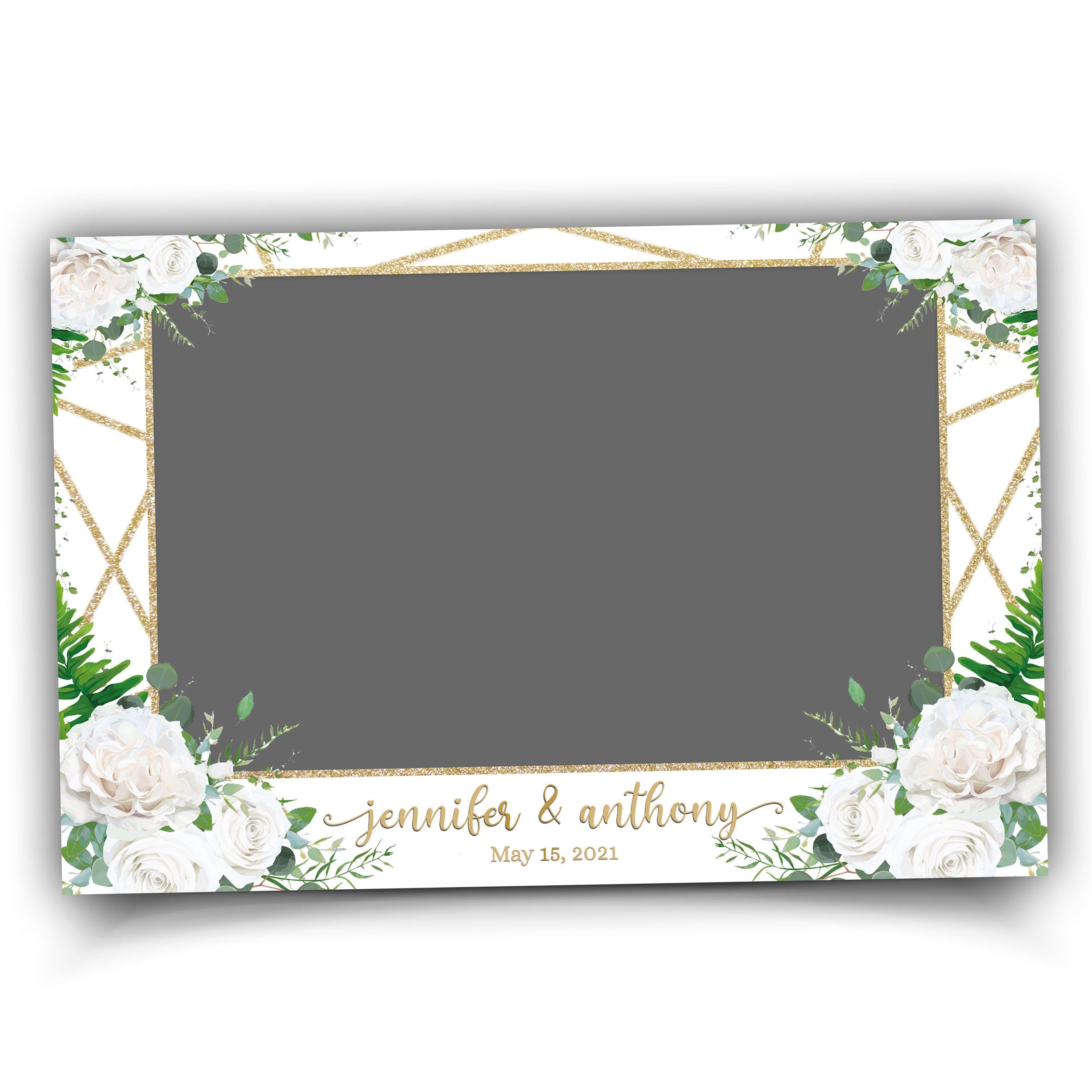 Wedding Photobooth Template, Floral Photobooth Template, Greenery Wedding Photo booth Template, White Flowers, White Floral, Flower 182