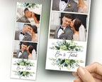 Wedding Bridal Shower green Photobooth Template Floral leaves Anniversary Photo Booth Template 2x6 photo strip botanic watercolor with fonts