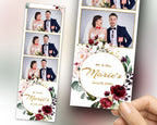 Wedding Photobooth Template, Anniversary Photo booth Template, Burgundy Floral, Bridal Shower, 2x6 Stripe, Burgundy Flowers 629