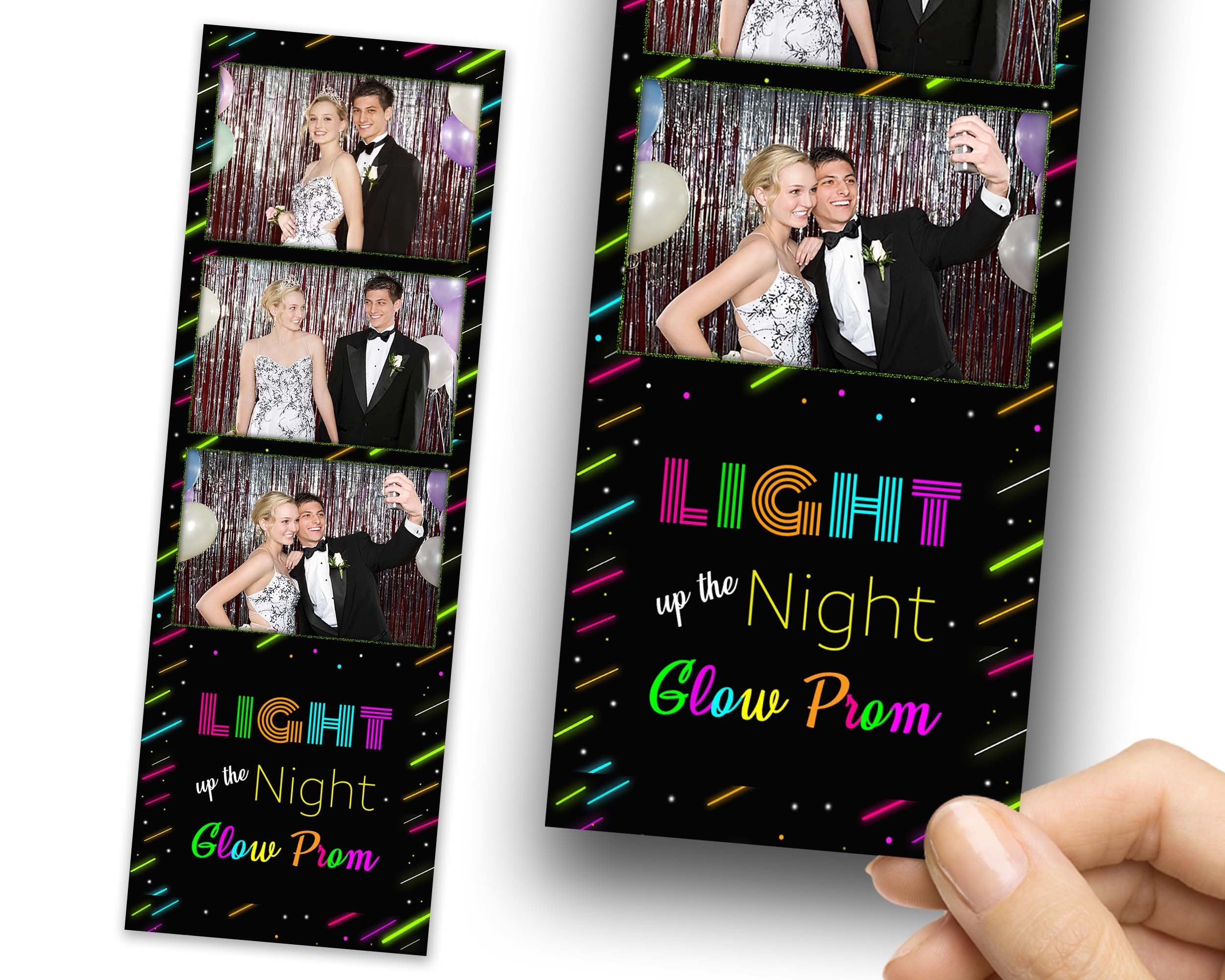 Prom Night, Glow Prom, Glow Prom, Neon Light, Light up the Night, Photobooth Template, 2x6 stripe, Photo booth Template, 1079