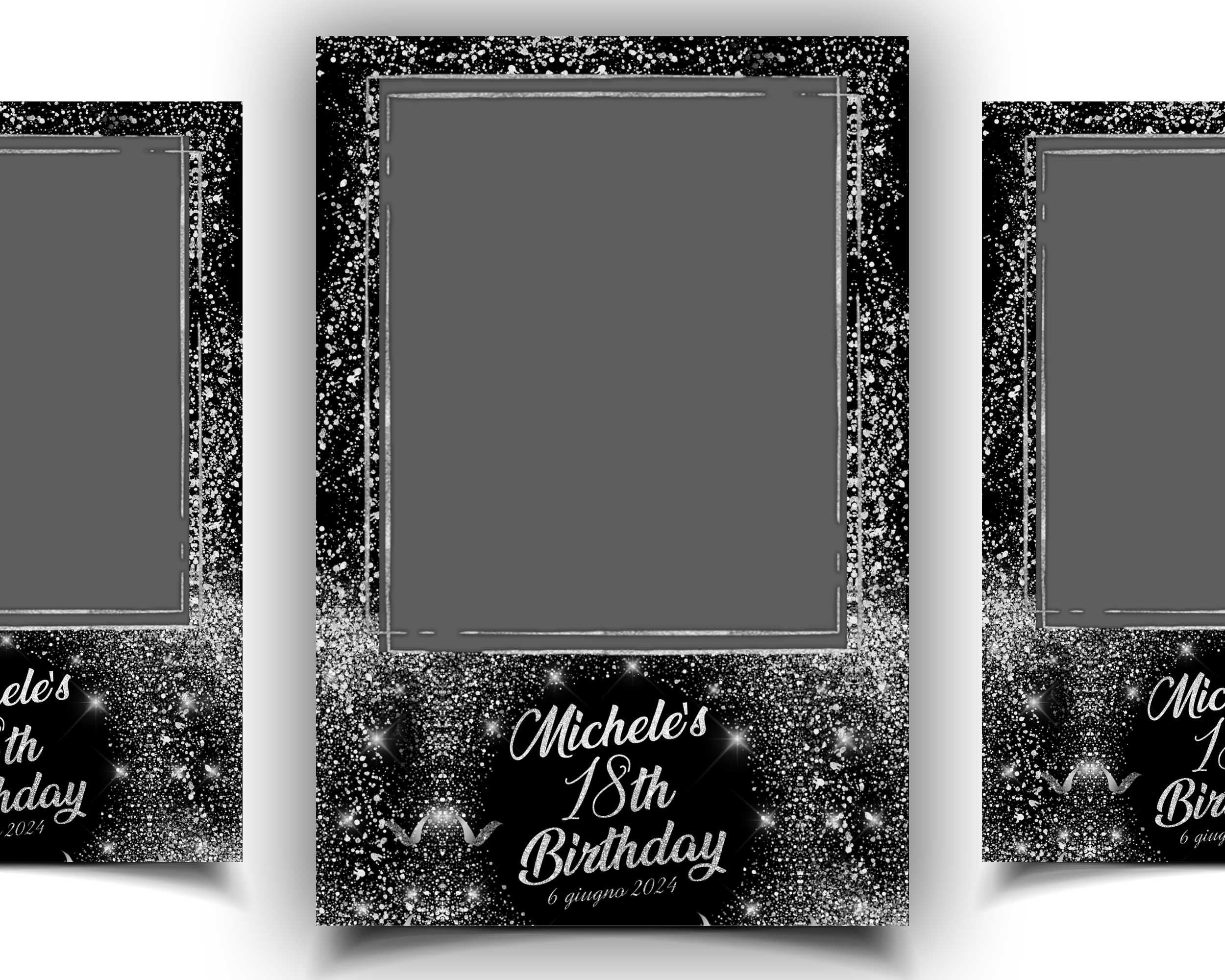 Photo Booth Template Birthday Party Silver Sparkle Glitter Photobooth Template 4x6 layout 5