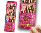 Birthday Sweet 16 Photobooth Template in Pink Gold Sweet Sixteen, Quinceanera, Wedding Photo Booth Template 2x6 strip 1090