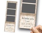 Golden Birthday Sweet 16 Photobooth Template in Golden, Sweet Sixteen, Quinceanera Photo Booth Template, 2x6 Strip Gold Glitter 1099
