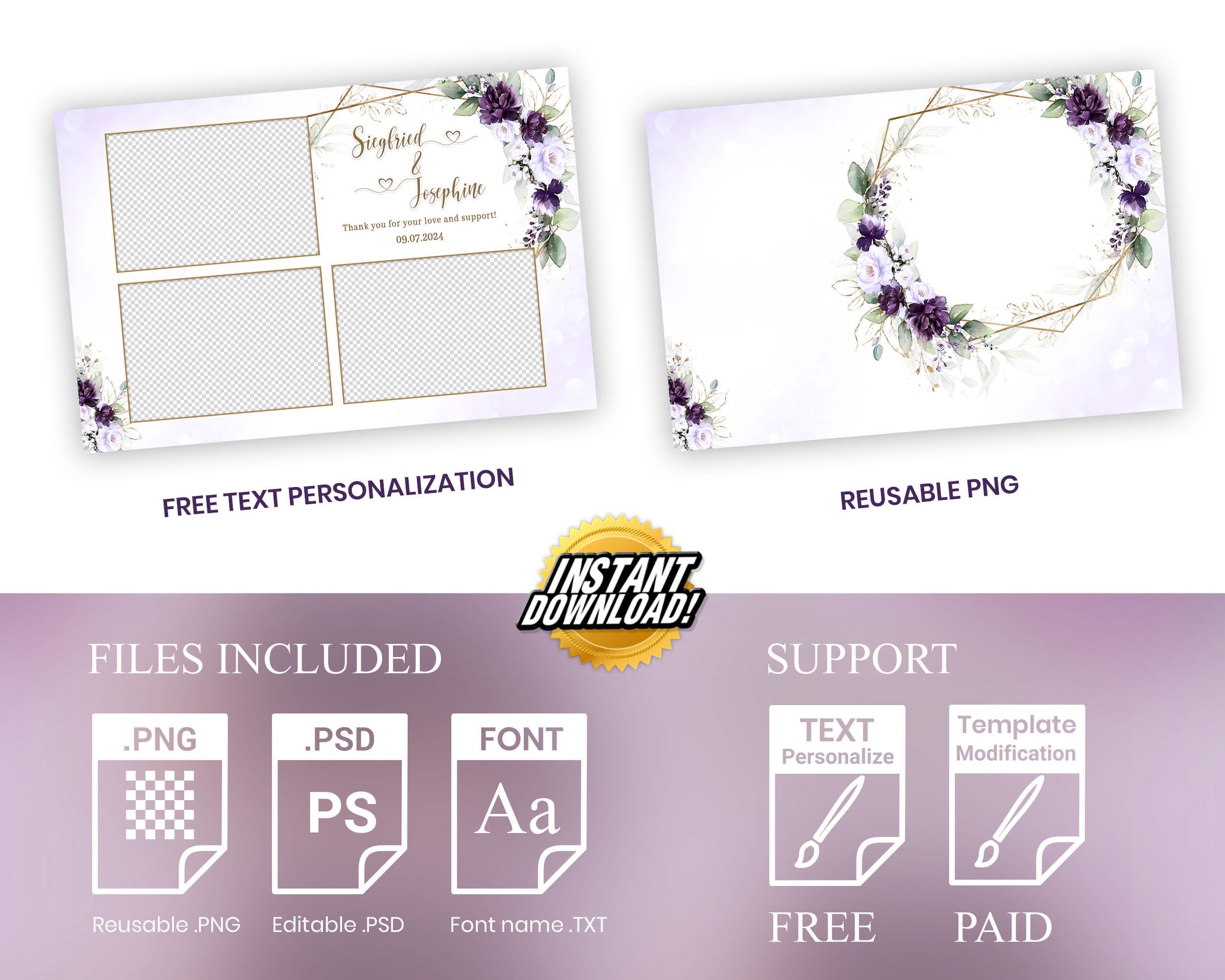 Wedding Photobooth, Bridal Shower Photo Booth, Anniversary Purple Flower, Purple Floral, Rose, Greenery, Birthday Photo Booth 723