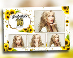 Sunflower Birthday Photobooth Template 4x6 postcard Sweet 16 Quinceañera mirror booth template with gold glitter mis quince - layout 9 BM8