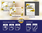 Sunflower Birthday Photobooth Template 4x6 postcard Sweet 16 Quinceañera mirror booth template with gold glitter mis quince - layout 9 BM8