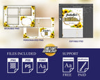 Sunflower Birthday Photobooth Template 4x6 3 shot Sweet 16 Quinceañera mirror booth template with gold glitter mis quince - layout 8 BM8