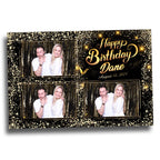 Birthday Photobooth Template 4x6 Black Gold Glitter Sparkles gold dust bday photo booth template 3 photo editable Layout 7 BM14