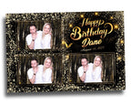 Birthday Photobooth Template 4x6 Black Gold Glitter Sparkles gold dust bday photo booth template 3 photo editable Layout 7 BM14