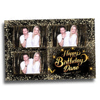 Birthday Photobooth Template 4x6 Black Gold Glitter Sparkles gold dust bday photo booth template 3 photo editable Layout 8 BM14