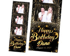 Birthday Photo Booth Template 2x6 Strip Black Gold Glitter and sparkles Elegant Photobooth Template 3 photo and 4x6 dual strip setup BM14