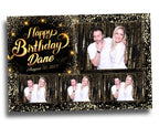 Birthday Photobooth Template 4x6 Black Gold Glitter Sparkles gold dust bday photo booth template 4 photos editable Layout 9 BM14