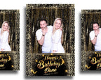 Gold Birthday Photobooth Template, Golden Glitter, Sparkles, Photo Booth Template, Bday, Mirror Booth, 360 Overlay, BM14