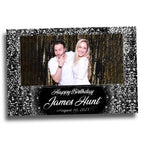 Birthday Photobooth Template Black Silver Glitter Sparkles silver dust bday photo booth template single photo 4x6 Landscape Layout 5 BM15