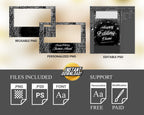 Birthday Photobooth Template Black Silver Glitter Sparkles silver dust bday photo booth template single photo 4x6 Landscape Layout 5 BM15