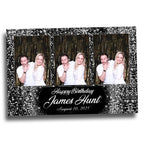 Birthday Photobooth Template Black Silver Glitter Sparkles silver dust bday mirror booth portrait template 4x6 Landscape Layout 6 BM15