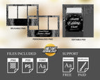 Birthday Photobooth Template Black Silver Glitter Sparkles silver dust bday mirror booth portrait template 4x6 Landscape Layout 6 BM15